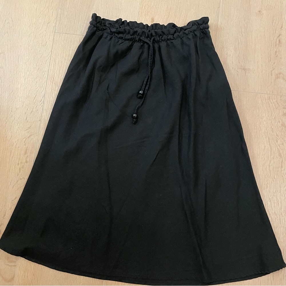 💗 H&M Black Linen A-line Skirt